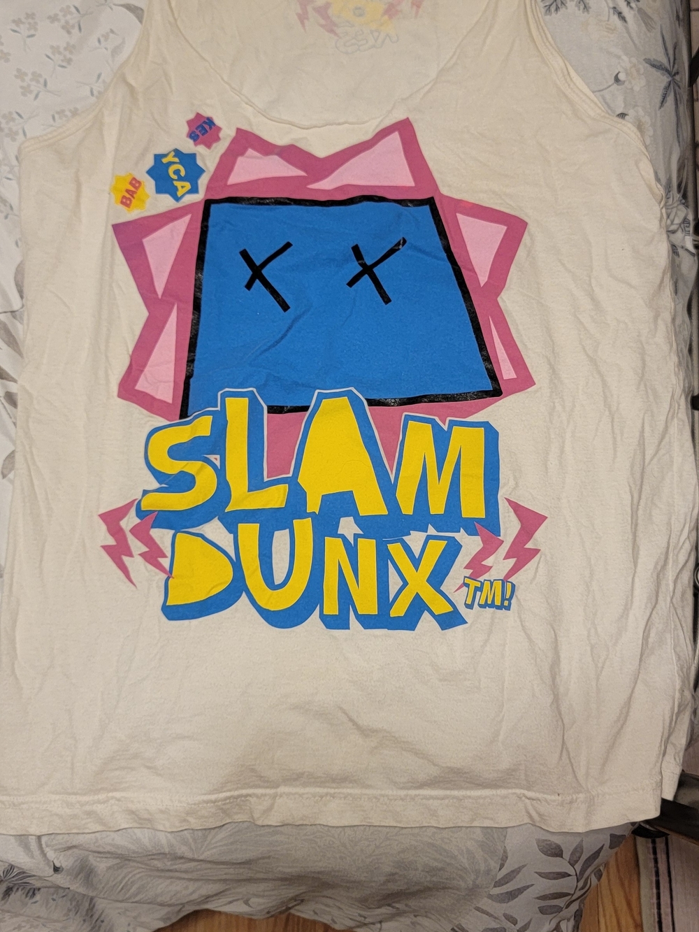 Unbranded Kids Cream Graphic Tank Top - 'Slam Dunx'